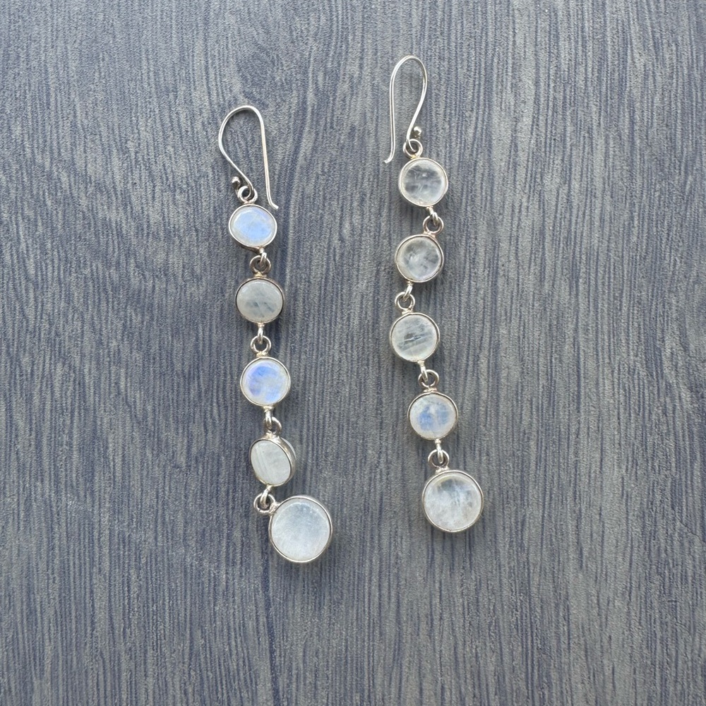 Sterling silver and moonstone earrings - Picture 2 of 3